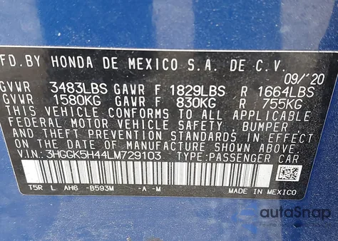 2020 Honda Fit Lx из США, поврежденный, VIN 3HGGK5H44LM729103